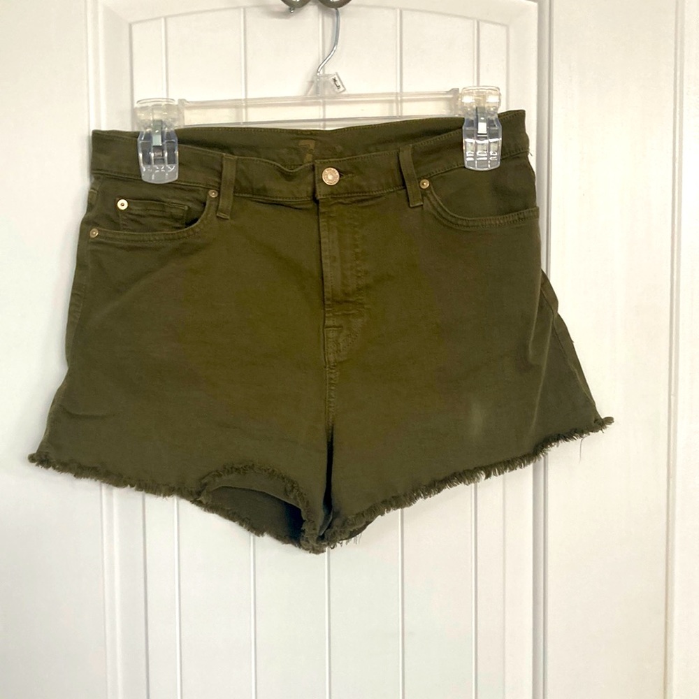 Seven 7 For All Mankind Shorts Army Green Denim Sz 32